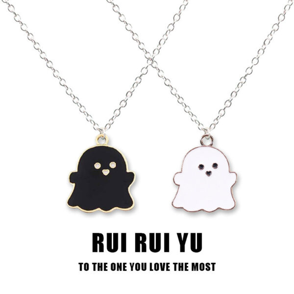 Wholesale Halloween Black and White Ghost Necklace
