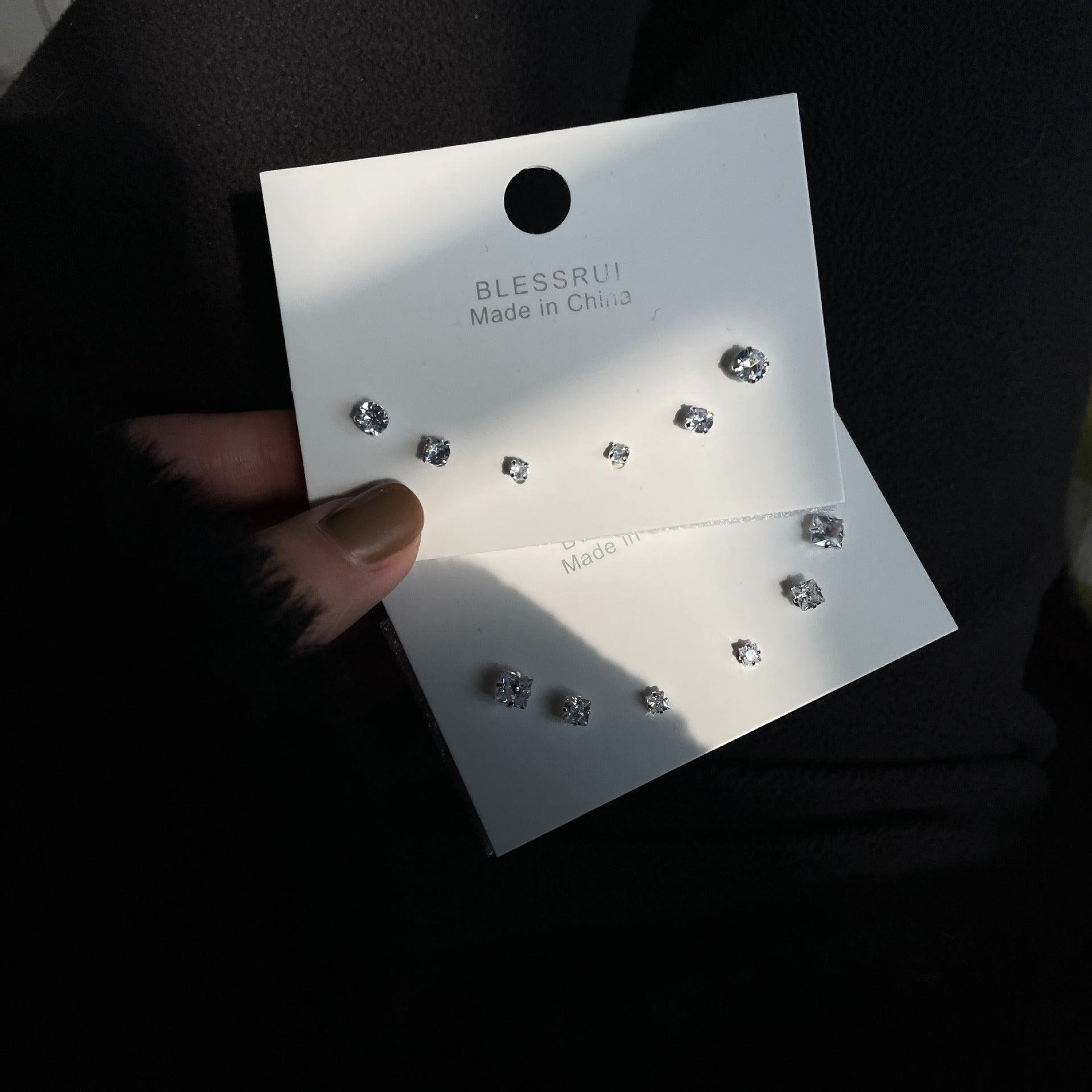 Wholesale Ser Flash Zircon 925 Sterling Sier Small Earrings Set