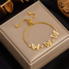 Wholesale Vintage Gold Titanium Steel Pull-out Three-dimensional Butterfly Bracelet