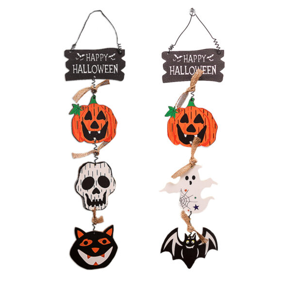 Wholesale Halloween Pumpkin Spooky Wooden Bat Door Plate Hanging Decoration