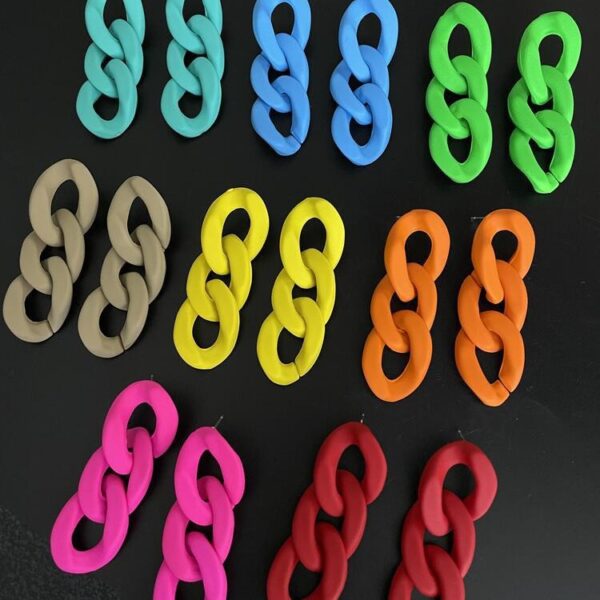 Wholesale Colorful Circle Chain Acrylic Earrings