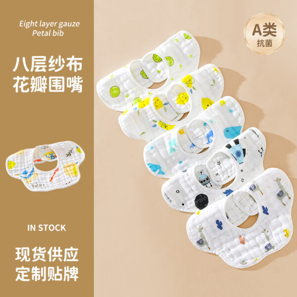 Wholesale 8 Layers Baby Cotton Gauze Bibs OLY-BC-QM004
