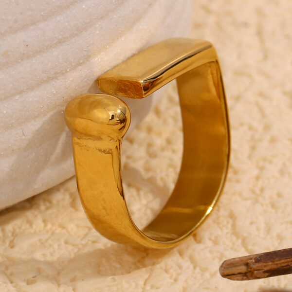 Wholesale Stainless Steel 18K Gold Plated Geometric Strip Open Ring