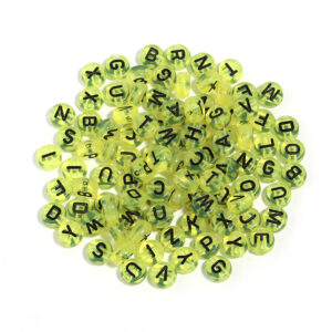 green-yellow background black mixed / (100 pcs/pack) diameter is about 7mm, thickness is about 4mm, hole diameter is about 1.5mm, 100pcs per pack