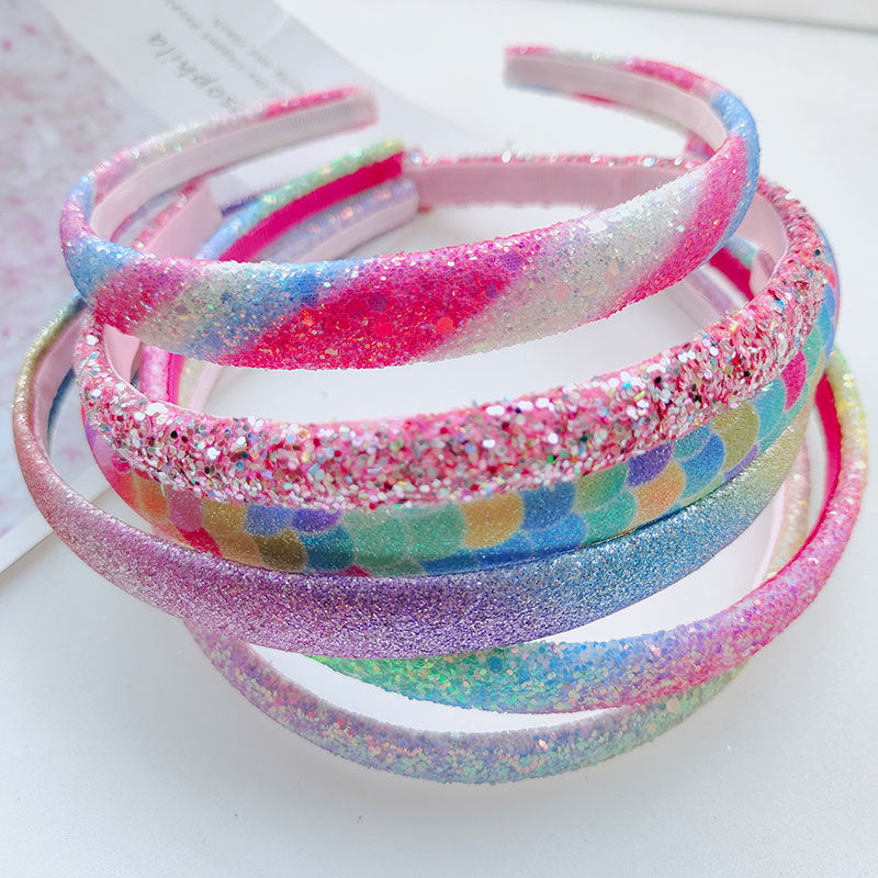 Wholesale Pink Rainbow Colored Chilen's Plastic Hair Bands