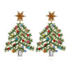 Wholesale Creative Hollowed Out Diamond Christmas Tree Colored Diamond Earrings