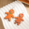 Wholesale Cartoon Christmas Gingerbread Man Wooden Earrings