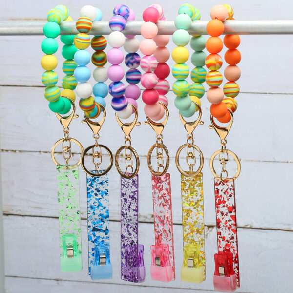 Wholesale ATM Card Reader Colorful Silicone Beaded Wrist Keychains