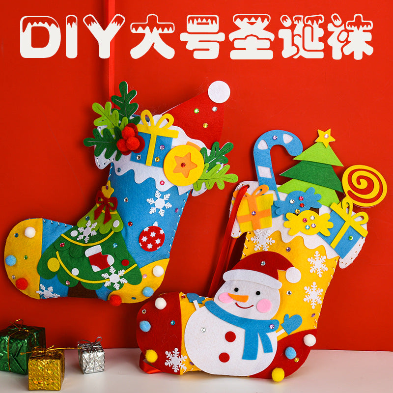 Wholesale Weaving Christmas Socks Christmas Chilen's DIY Handmade Material Pack
