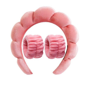 Gold velvet watermelon red headband + 2 wrist straps (stitched interface)