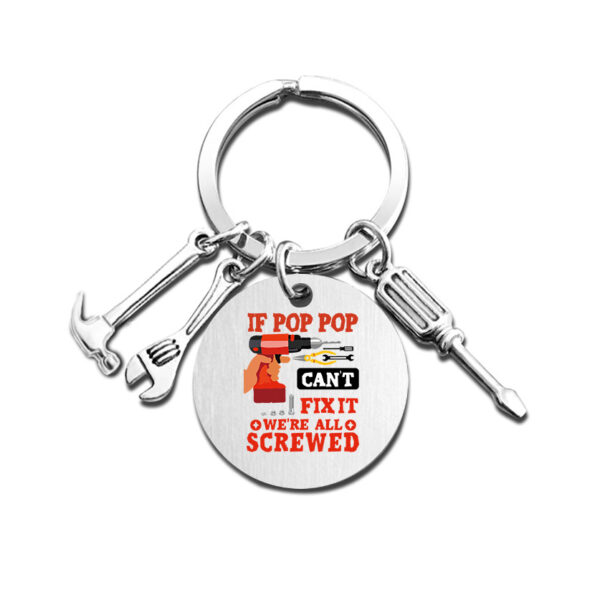 Wholesale Father's Day Hammer Wrench Screwdriver Color Printed Stainless Steel Keychain