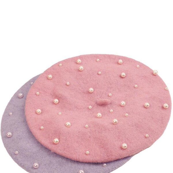 Wholesale Pearl Imitation Cashmere Beret Retro Hat Painter Hat