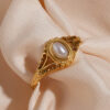 Wholesale Stainless Steel Gold Plated Flower Freshwater Pearl Ring