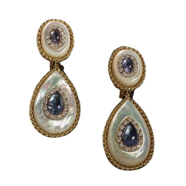 Wholesale Gold Plated Diamond Gems Metal Earrings