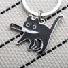 Wholesale Stainless Steel Black Cat Keychain with Knife