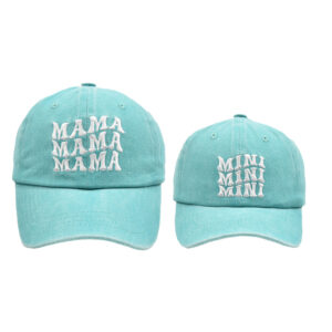 Lake Blue-three rows of MAMA + MINI parent-child baseball cap