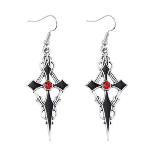 Black Cross Ruby Earrings Pair
