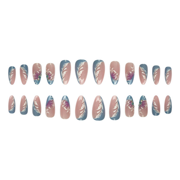 Wholesale Crape Myrtle Catkins Lake Blue French Bevel Nail Stickers
