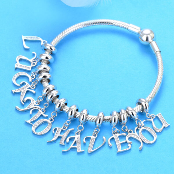 Wholesale 2CM×1CM Sterling Silver Alphabet Accessories Beads