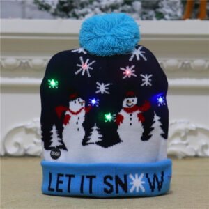Knitted Hat [Sky Blue Snowman]]