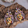 Wholesale Teardrop Pink Leopard Leather Earrings