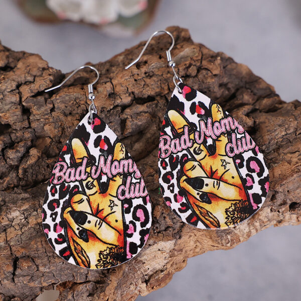 Wholesale Teardrop Pink Leopard Leather Earrings