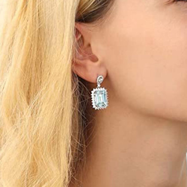 Wholesale Light Luxury Square Zircon Copper Earrings