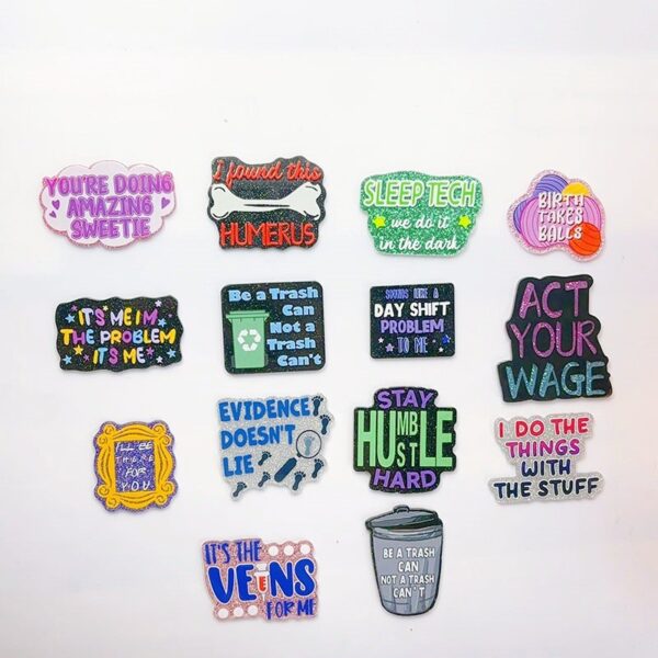 Wholesale 10pcs Cartoon Letters Beverage Heart Bag Accessories Acrylic Pin DIY Patch Accessories OLY Exclusive