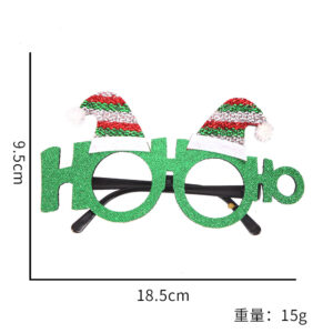 Green Christmas Hat Long Glasses