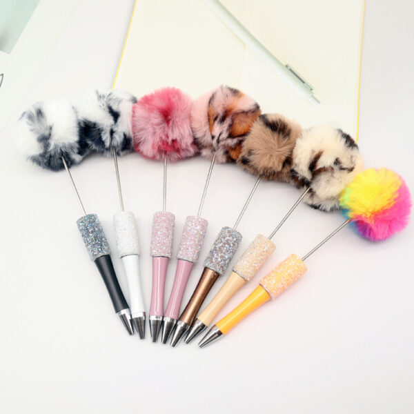 O1CN01BVmQSZ1dthd6eUHpK_2216028933794-0-cib-2 Wholesale Beadable Pens Sugar Rhinestone Leopard Print Pom Pom Pen Fluffy Pens