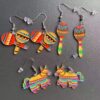 Wholesale Mexican Kalihuala skull pepper paddle rainbow acrylic earrings