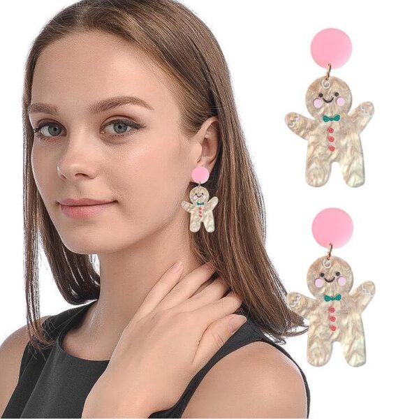 Wholesale Christmas Dinosaur Cactus Gingerbread Man Acrylic Earrings