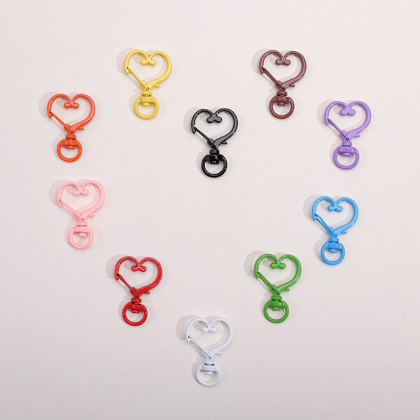 Wholesale Heart Shape Paint Color DIY Material Keychain Metal Accessories