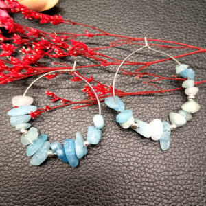 Aquamarine silver earrings + silver beads