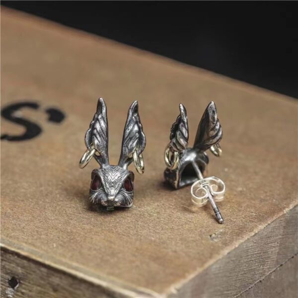 Wholesale Gothic Copper Red Eye Rabbit Earrings