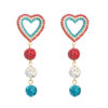 Wholesale Heart Shape Color Ball Alloy Diamond Long Earrings
