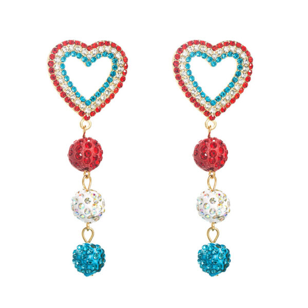 Wholesale Heart Shape Color Ball Alloy Diamond Long Earrings