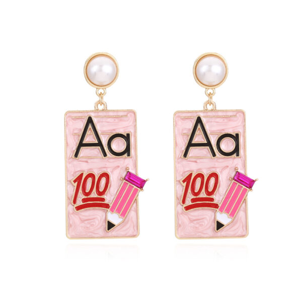 Wholesale Teacher's Day Book Pencil Alloy Earrings