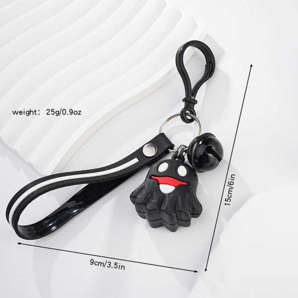 Wholesale Metal Ring Halloween Black Bell Smiley Ghost Keychain