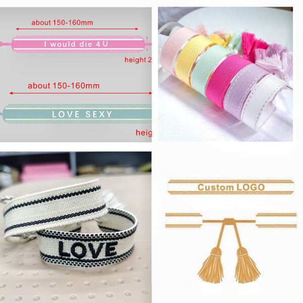 Wholesale Polyester Cord Weaving Letter Tassel Bracelet