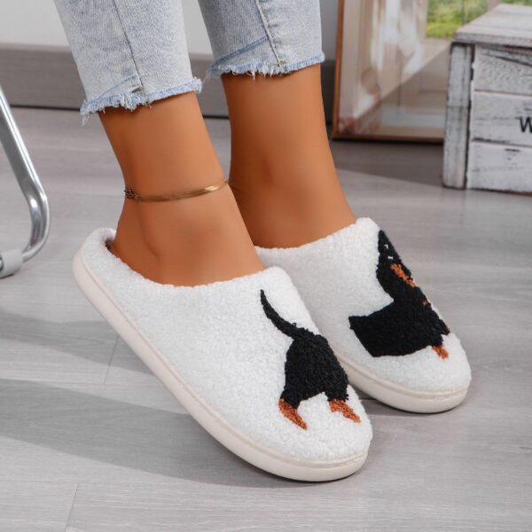 Wholesale Home Winter Dachshund Animal Embroidery Warm Thick Non-slip Slippers