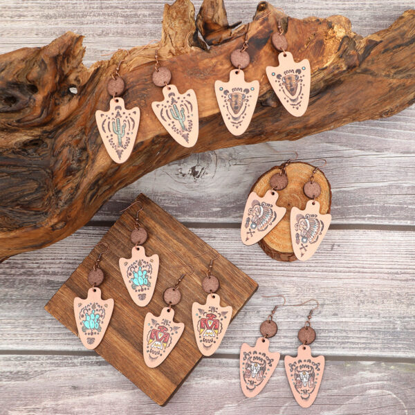 O1CN01BaHgJq1ftMV95NcmF_3172764064-0-cib Wholesale Western Style Cactus Bull Head Wooden Earrings