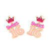 Wholesale Cartoon Enamel Crown Birthday Zinc Alloy Earrings