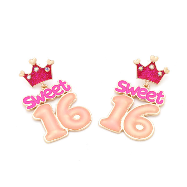 Wholesale Cartoon Enamel Crown Birthday Zinc Alloy Earrings