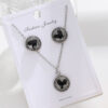 Wholesale Valentine's Day Alloy Round Leopard Pattern Heart Earrings Necklace Women's Set