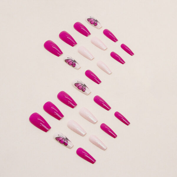 Wholesale Flat Toe Ballet Nail Purple Charm Butterfly Solid Color Gloss Nail Stickers