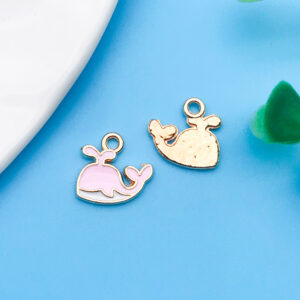 1 piece 12x14mm oil dripping pink ocean whale-11890-0.7g