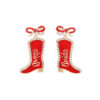 Wholesale Bow Oil Dripping Diamond Western Style BRIDE Cowboy Boot Earrings