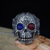 Wholesale Crystal Color Eyes Skull Open Adjustable Ring