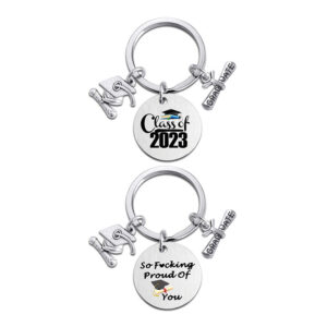 Wholesale Stainless Steel Round 2023 Graduation Gift Metal Keychains